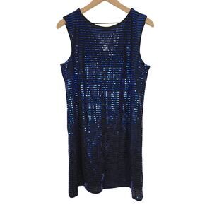 Aqua Blue Sequin Mini Dress Sleeveless Party Cocktail Size L